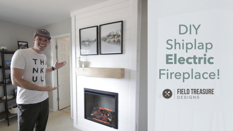DIY Shiplap Electric Fireplace - Field Treasure Designs