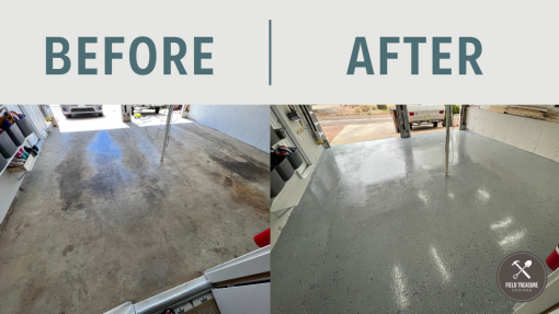 DIY Garage Floor Epoxy Coating - Field Treasure Designs